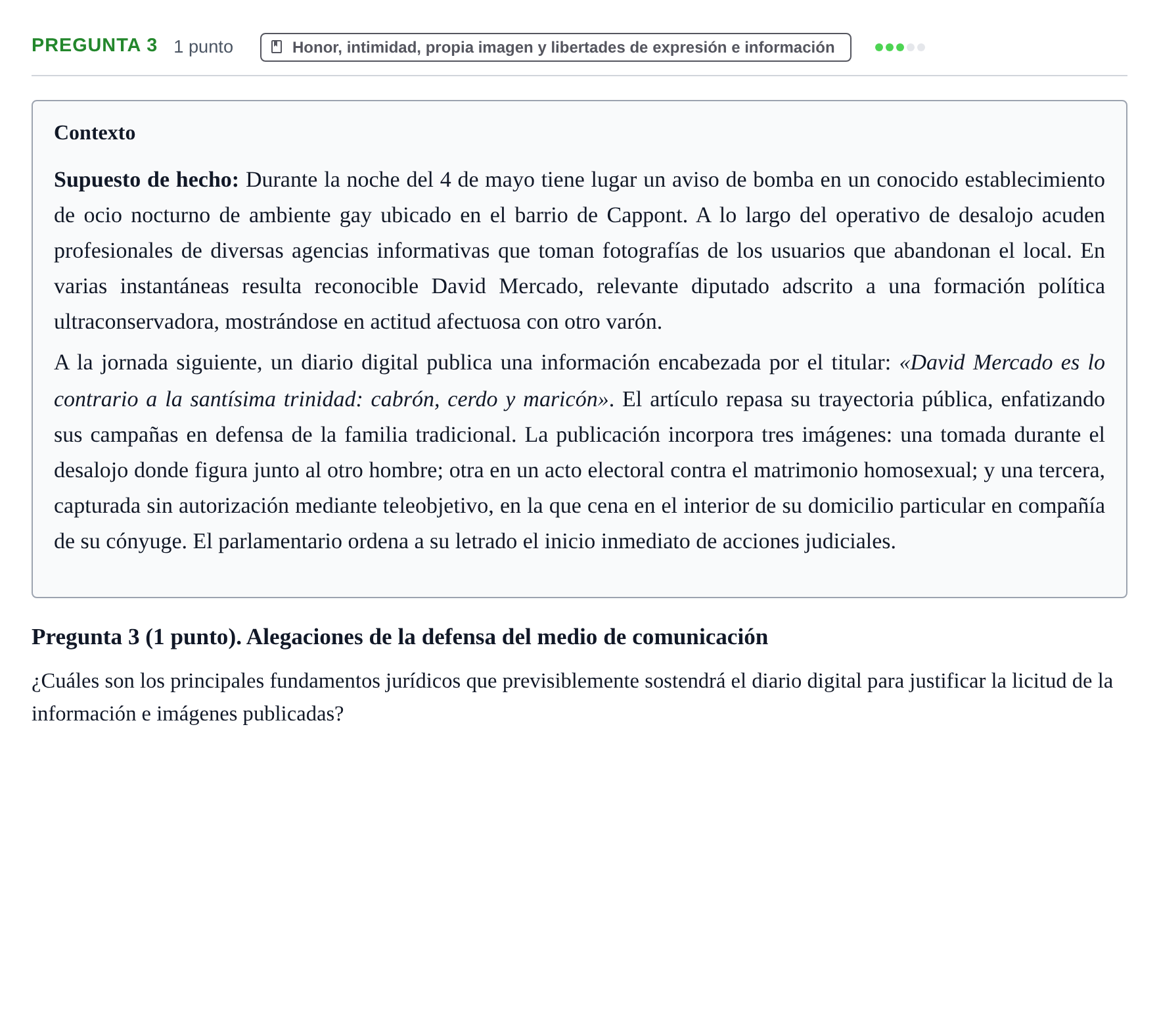 Enunciado: Pregunta 3 · Derecho Constitucional II UDL 2019
