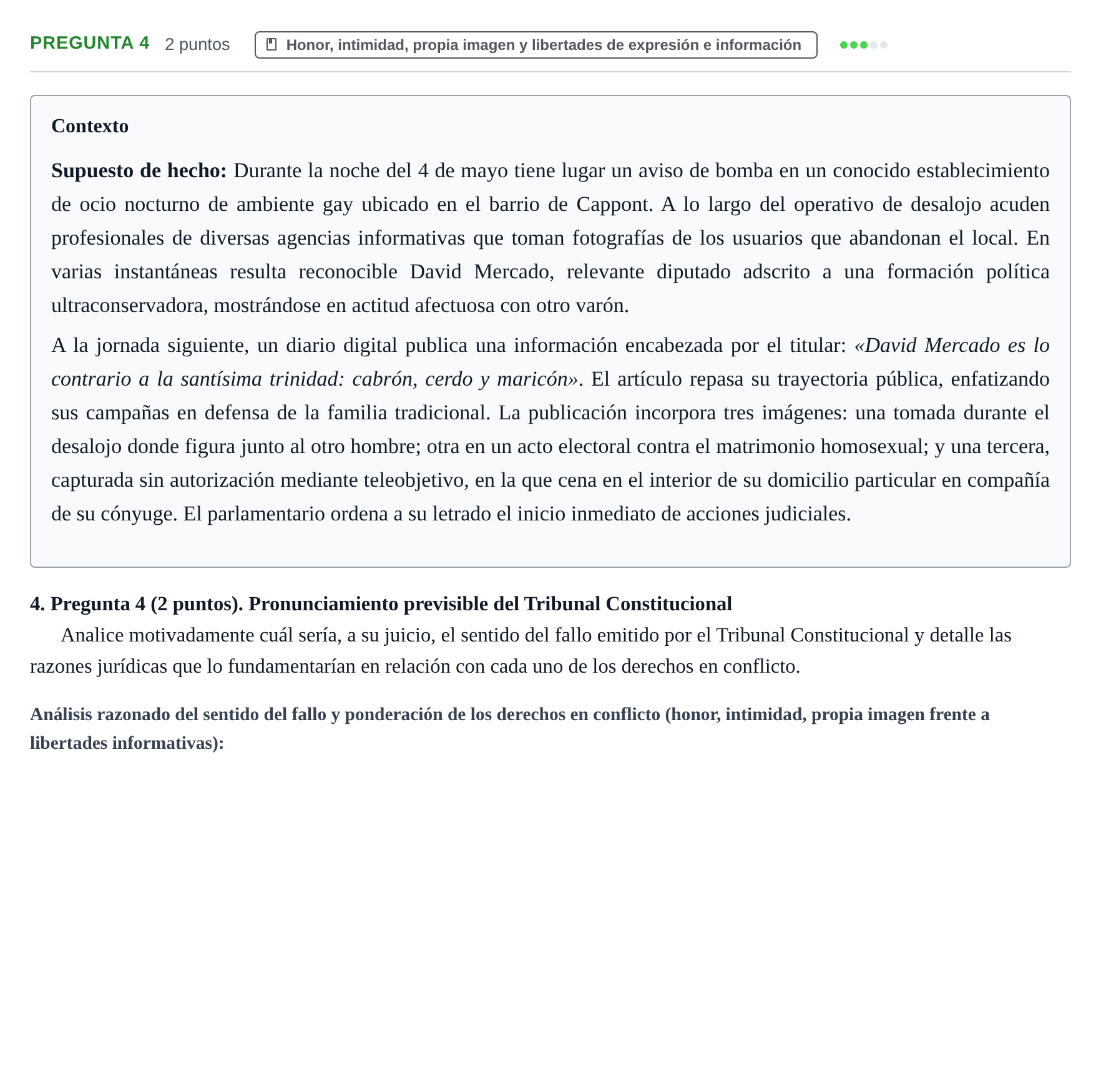 Enunciado: Pregunta 4 · Derecho Constitucional II UDL 2019
