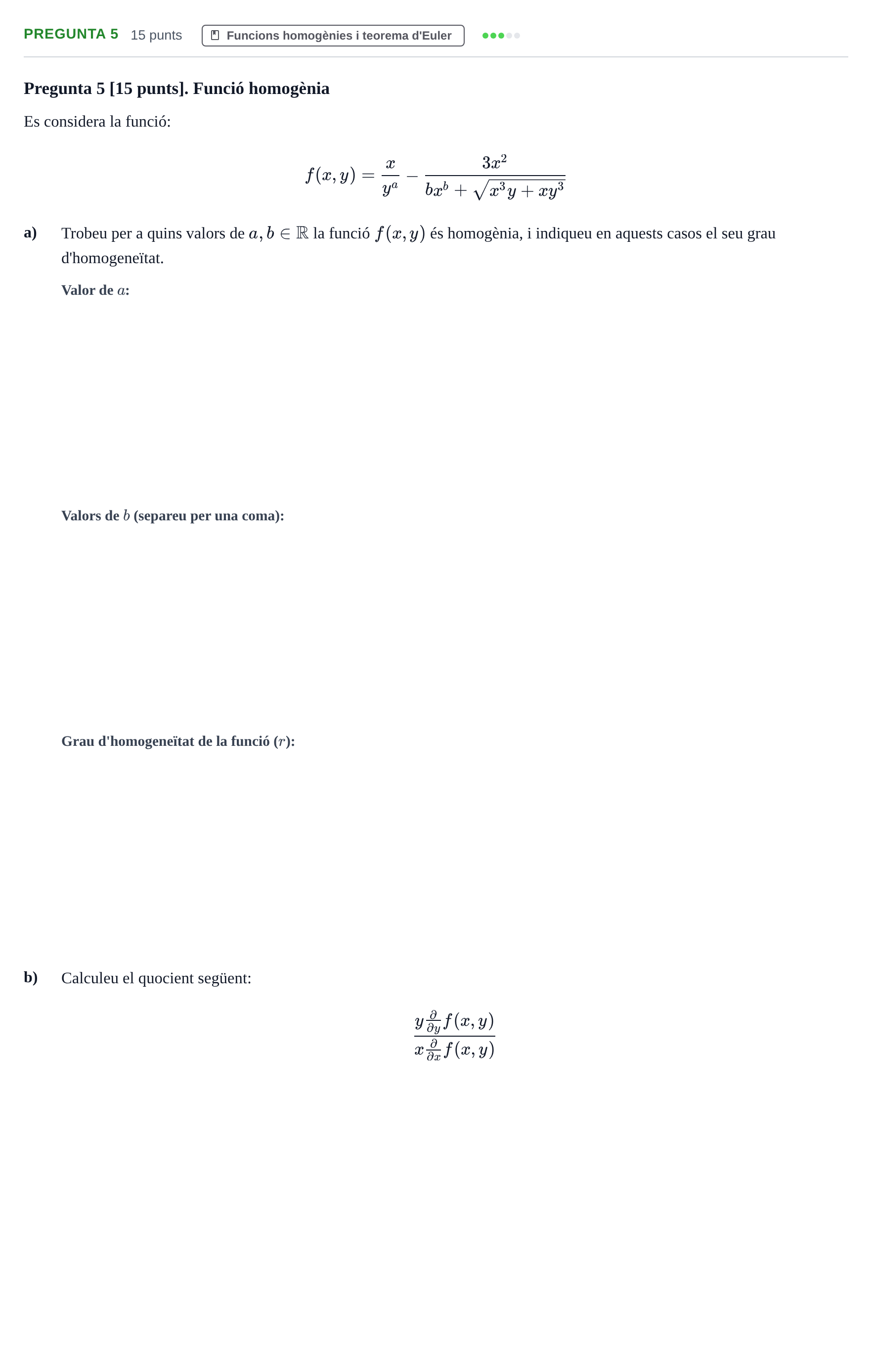 Enunciado: Pregunta 5 · Matematiques Iii UPF 2015