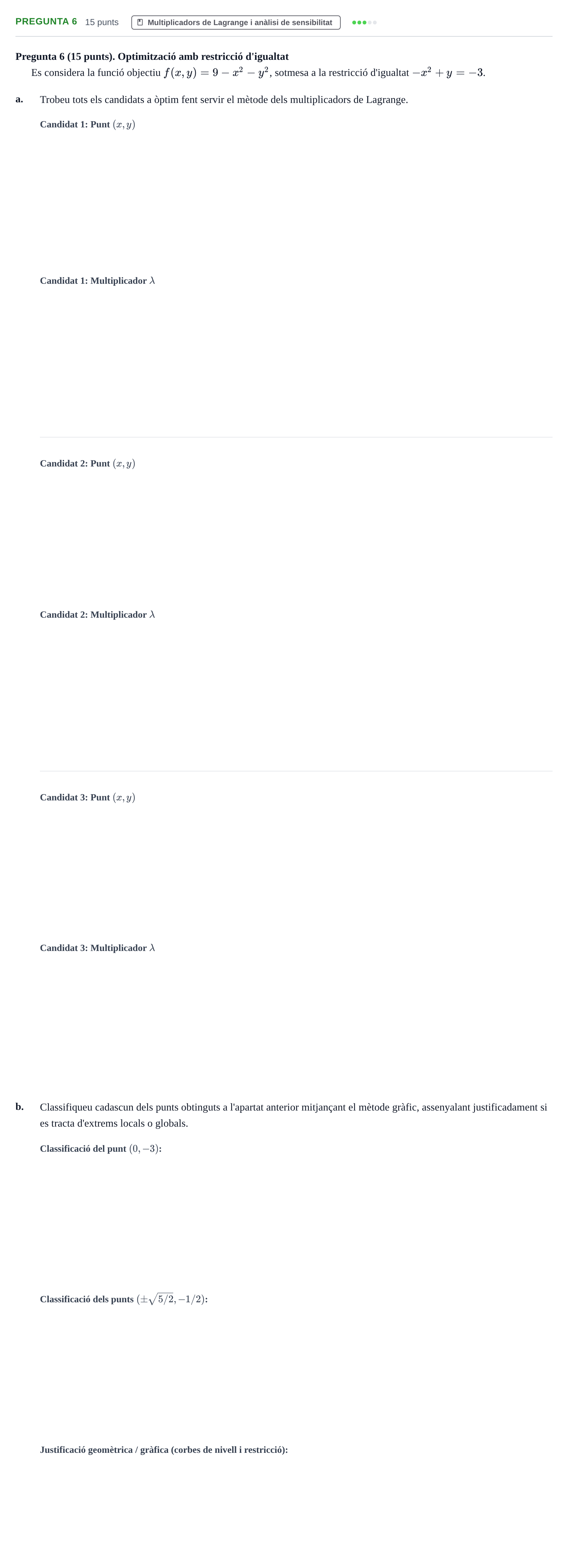 Enunciado: Pregunta 6 · Matematiques Iii UPF 2015