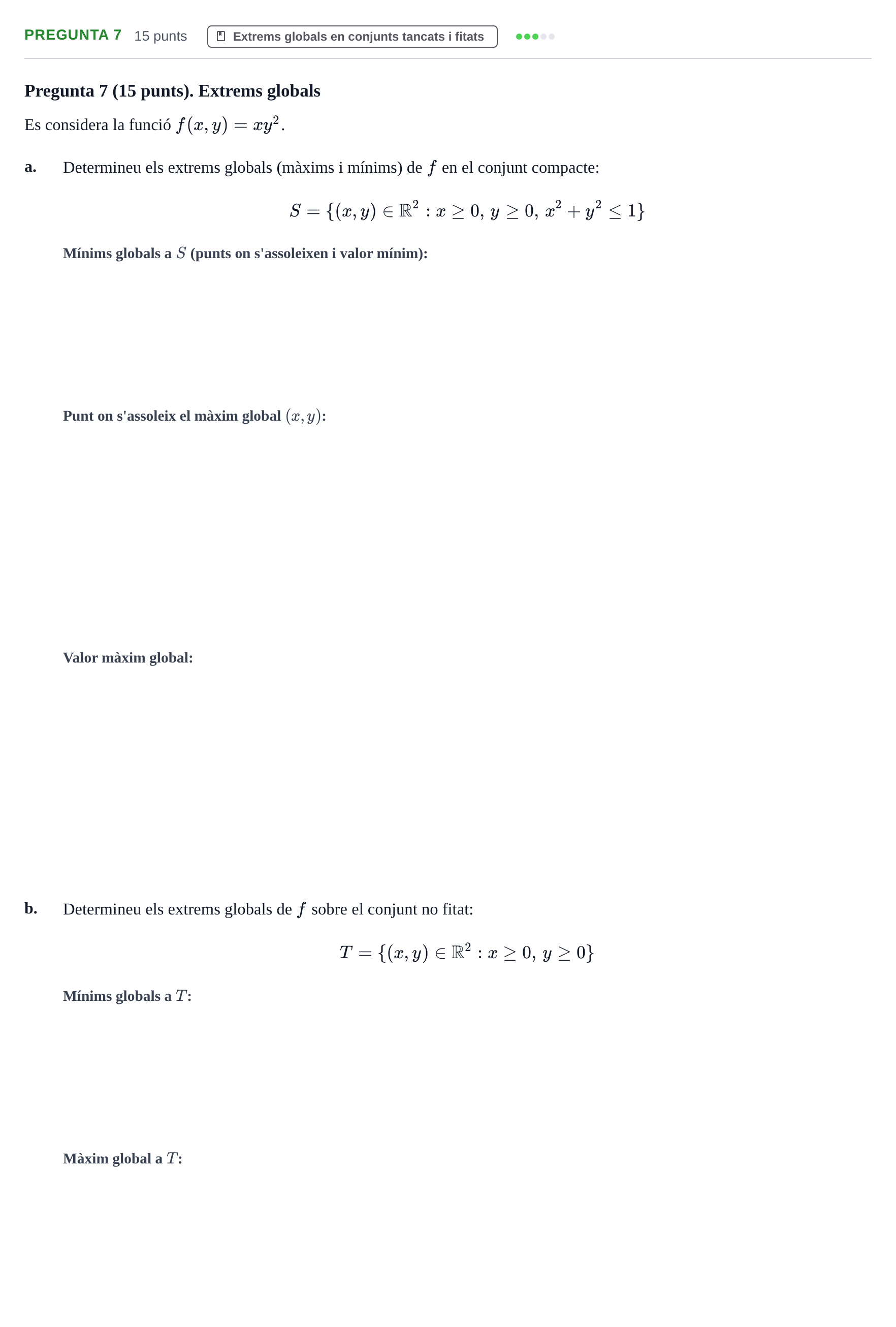 Enunciado: Pregunta 7 · Matematiques Iii UPF 2015