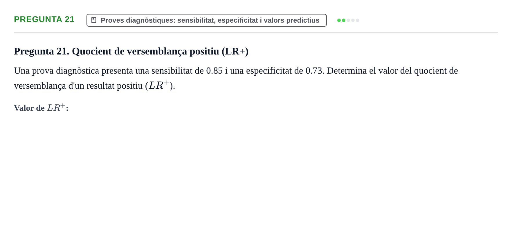Enunciado: Pregunta 21 · Bioestadística UDL 2014
