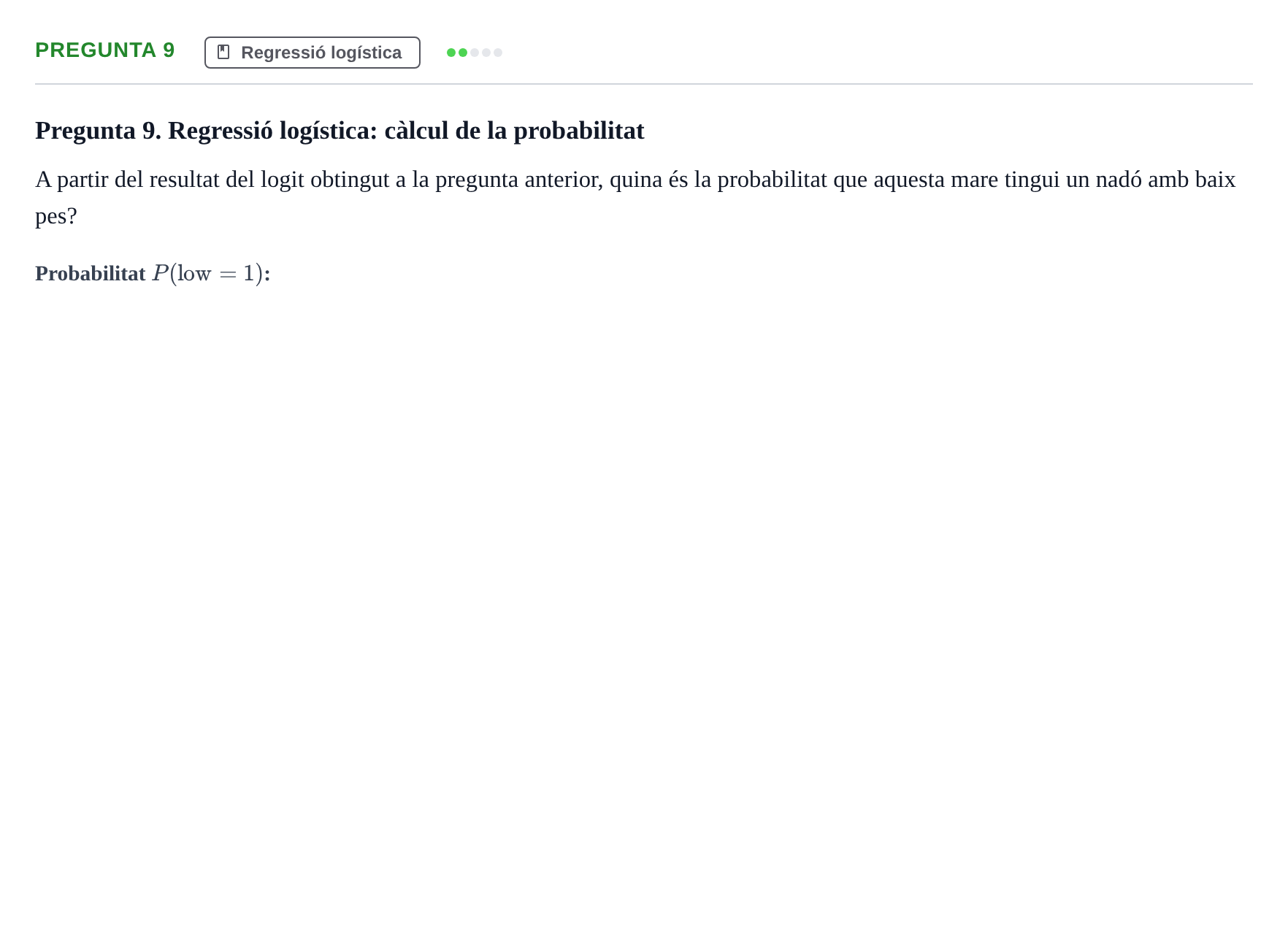 Enunciado: Pregunta 9 · Bioestadística UDL 2014