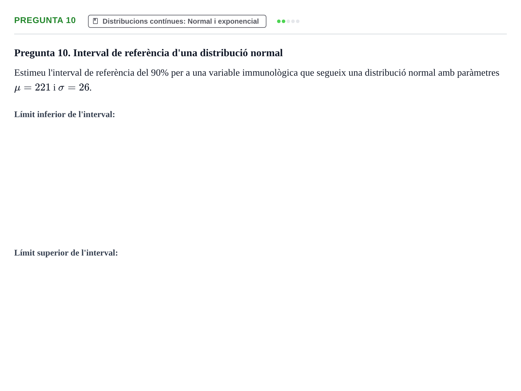 Enunciado: Pregunta 10 · Bioestadística UDL 2016