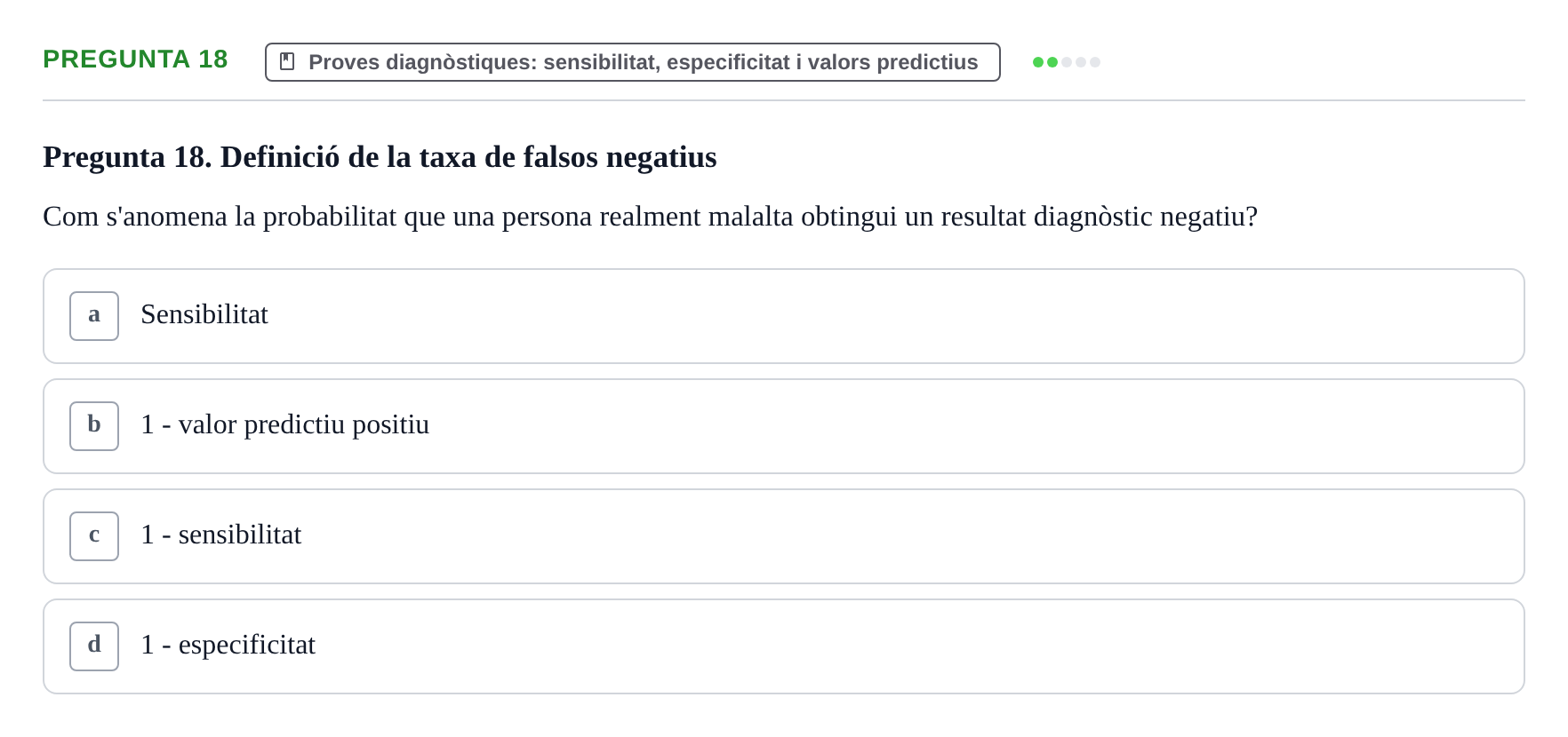 Enunciado: Pregunta 18 · Bioestadística UDL 2016