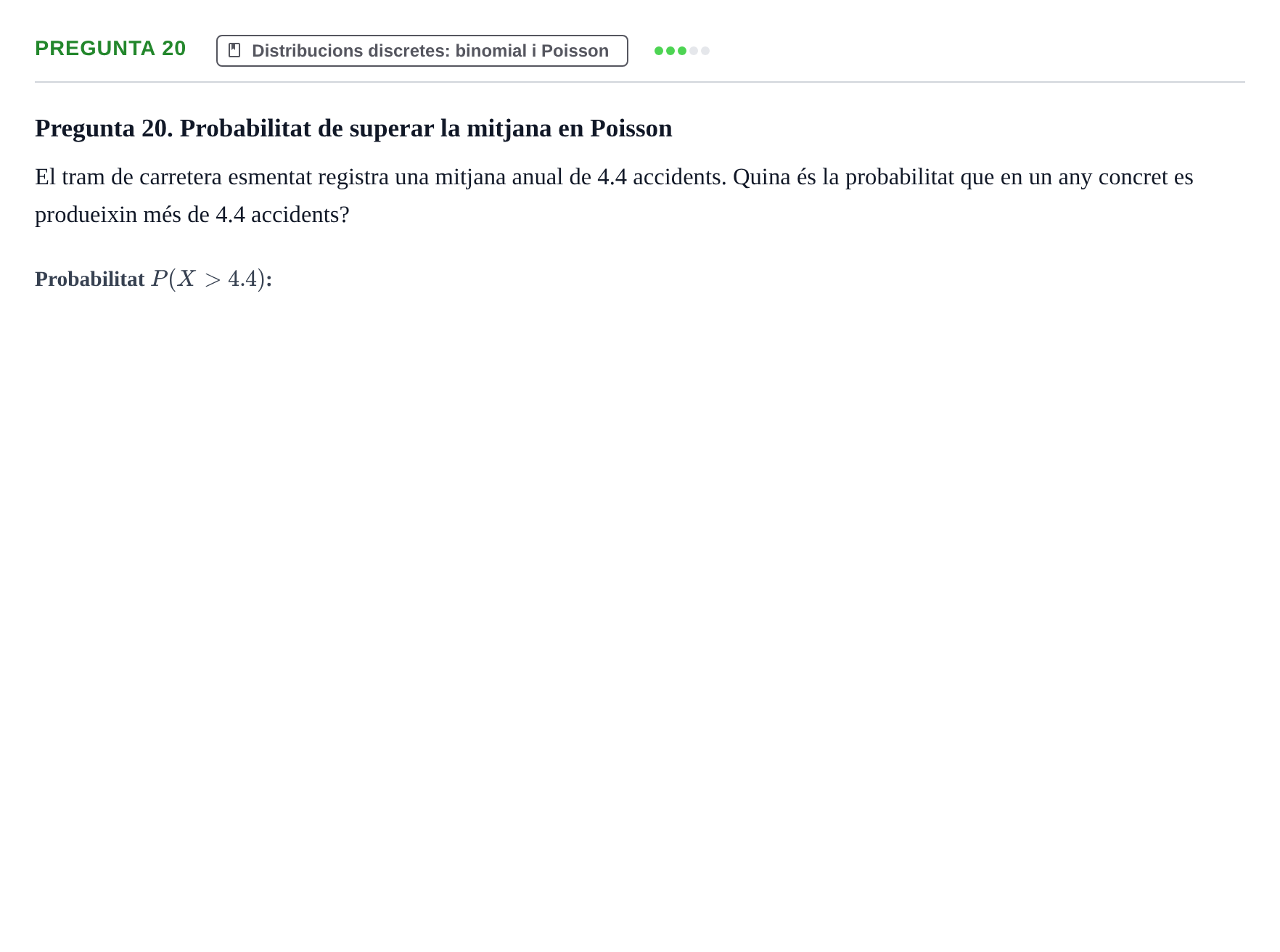 Enunciado: Pregunta 20 · Bioestadística UDL 2016