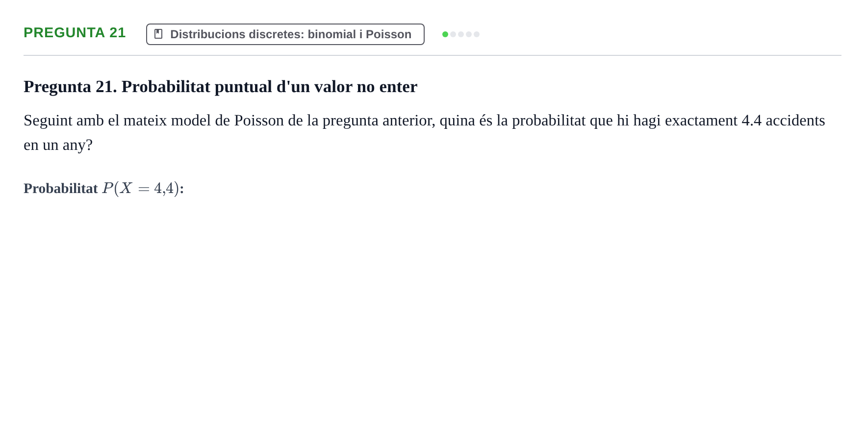 Enunciado: Pregunta 21 · Bioestadística UDL 2016