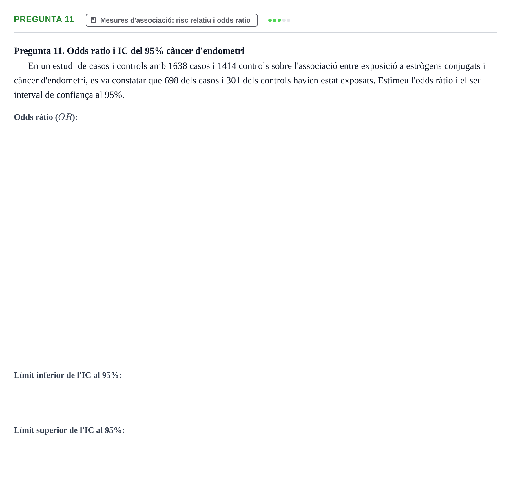 Enunciado: Pregunta 11 · Bioestadística UDL 2014