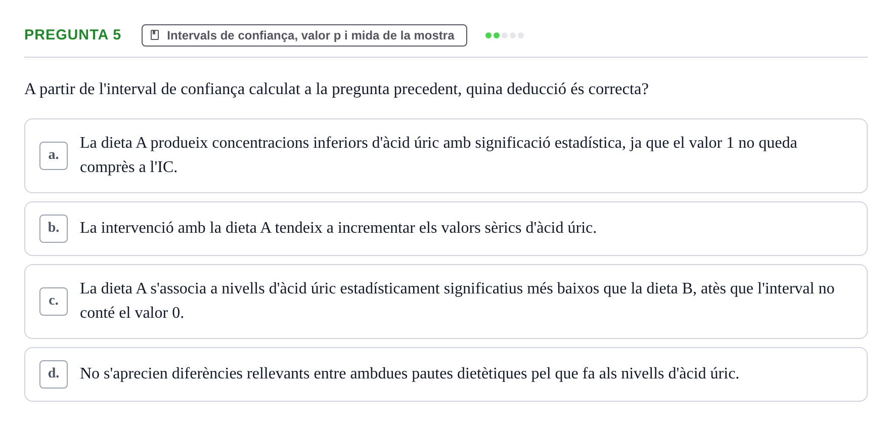 Enunciado: Pregunta 5 · Bioestadística UDL 2014
