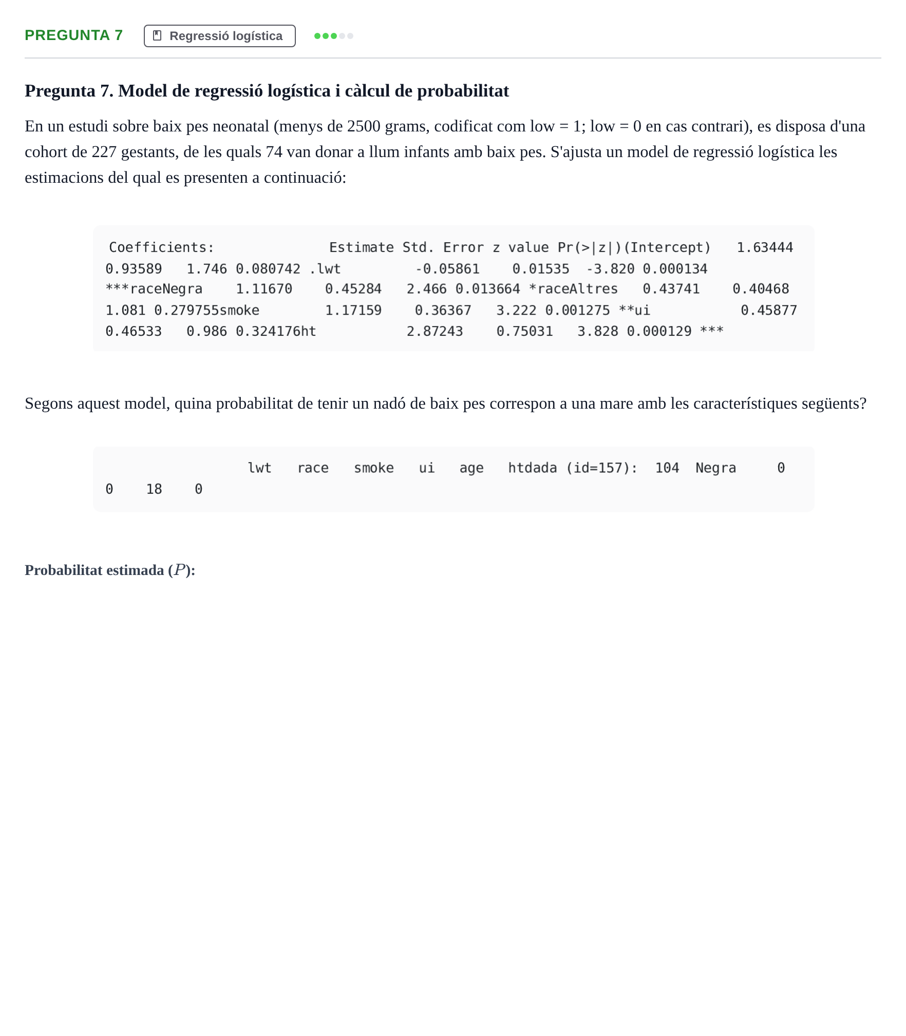 Enunciado: Pregunta 7 · Bioestadística UDL 2014