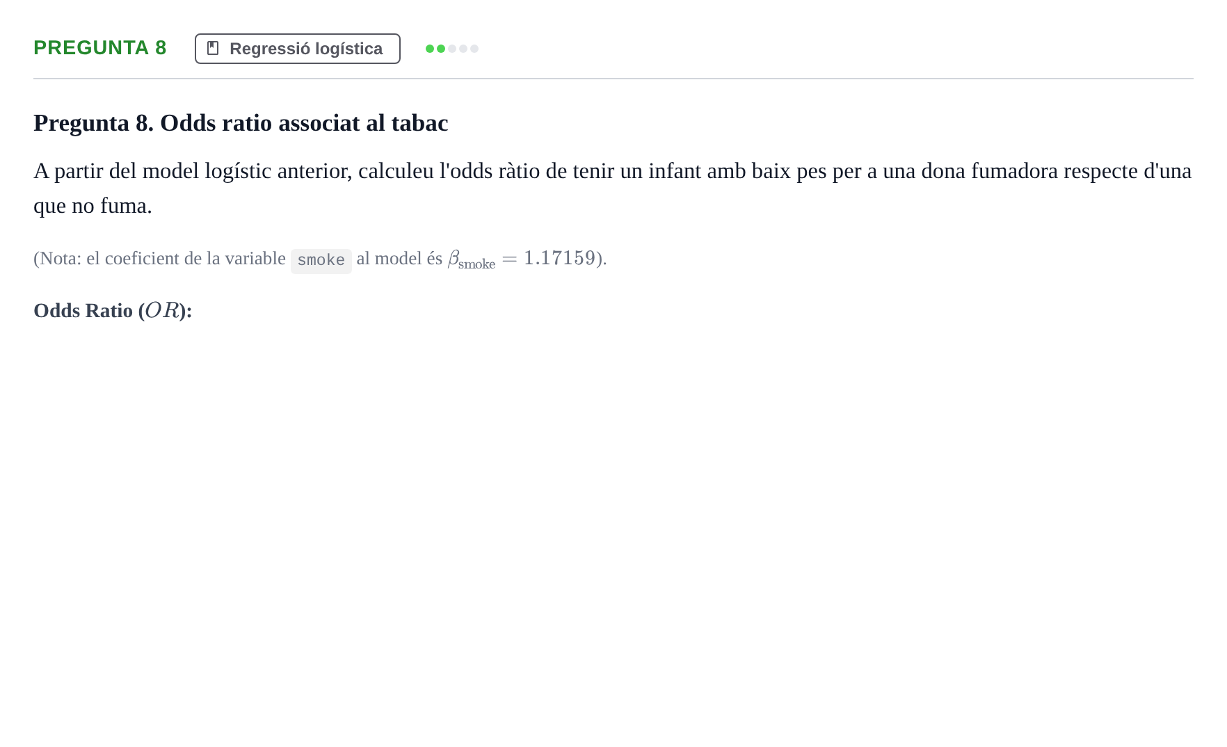 Enunciado: Pregunta 8 · Bioestadística UDL 2014