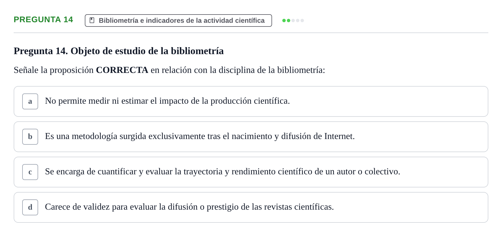 Enunciado: Pregunta 14 · Recursos Informáticos y Documentación UDL 2019