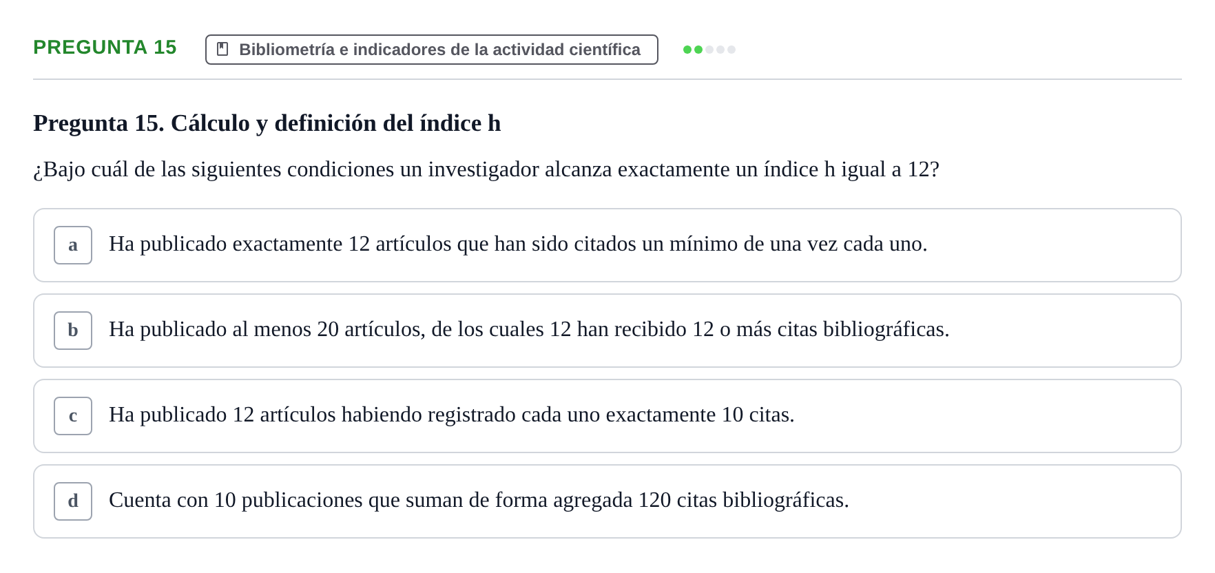 Enunciado: Pregunta 15 · Recursos Informáticos y Documentación UDL 2019