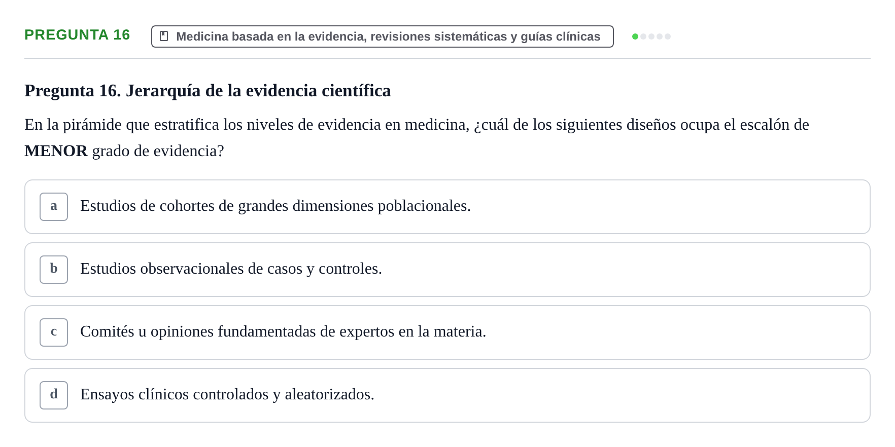 Enunciado: Pregunta 16 · Recursos Informáticos y Documentación UDL 2019