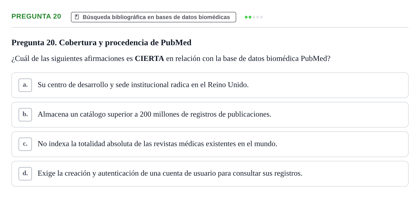 Enunciado: Pregunta 20 · Recursos Informáticos y Documentación UDL 2019