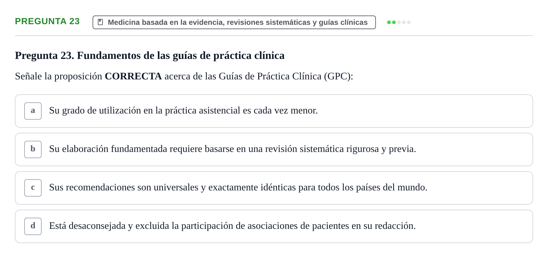 Enunciado: Pregunta 23 · Recursos Informáticos y Documentación UDL 2019