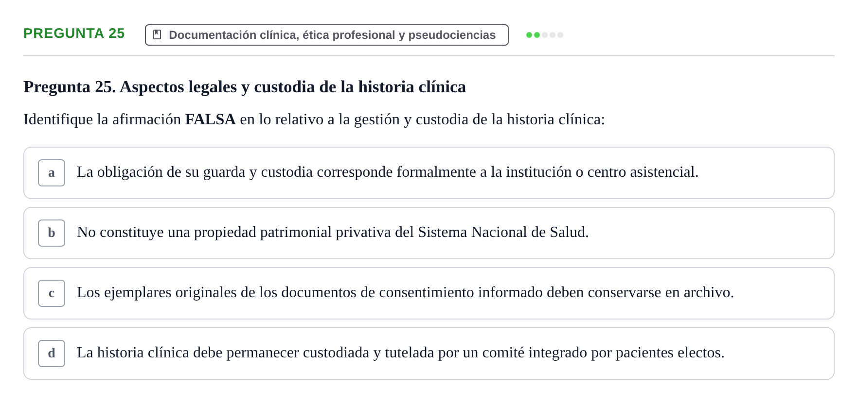 Enunciado: Pregunta 25 · Recursos Informáticos y Documentación UDL 2019
