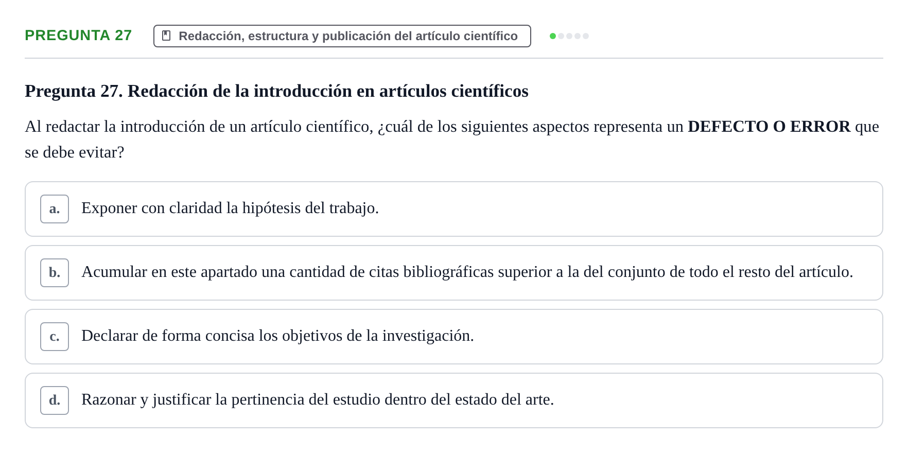 Enunciado: Pregunta 27 · Recursos Informáticos y Documentación UDL 2019