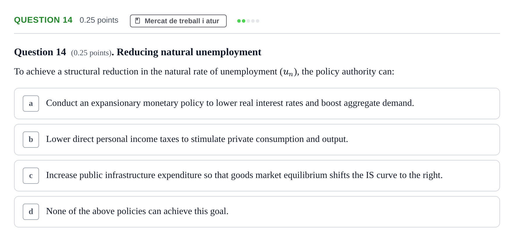 Enunciado: Question 14 · Introducció a la Macroeconomia UPF 2019