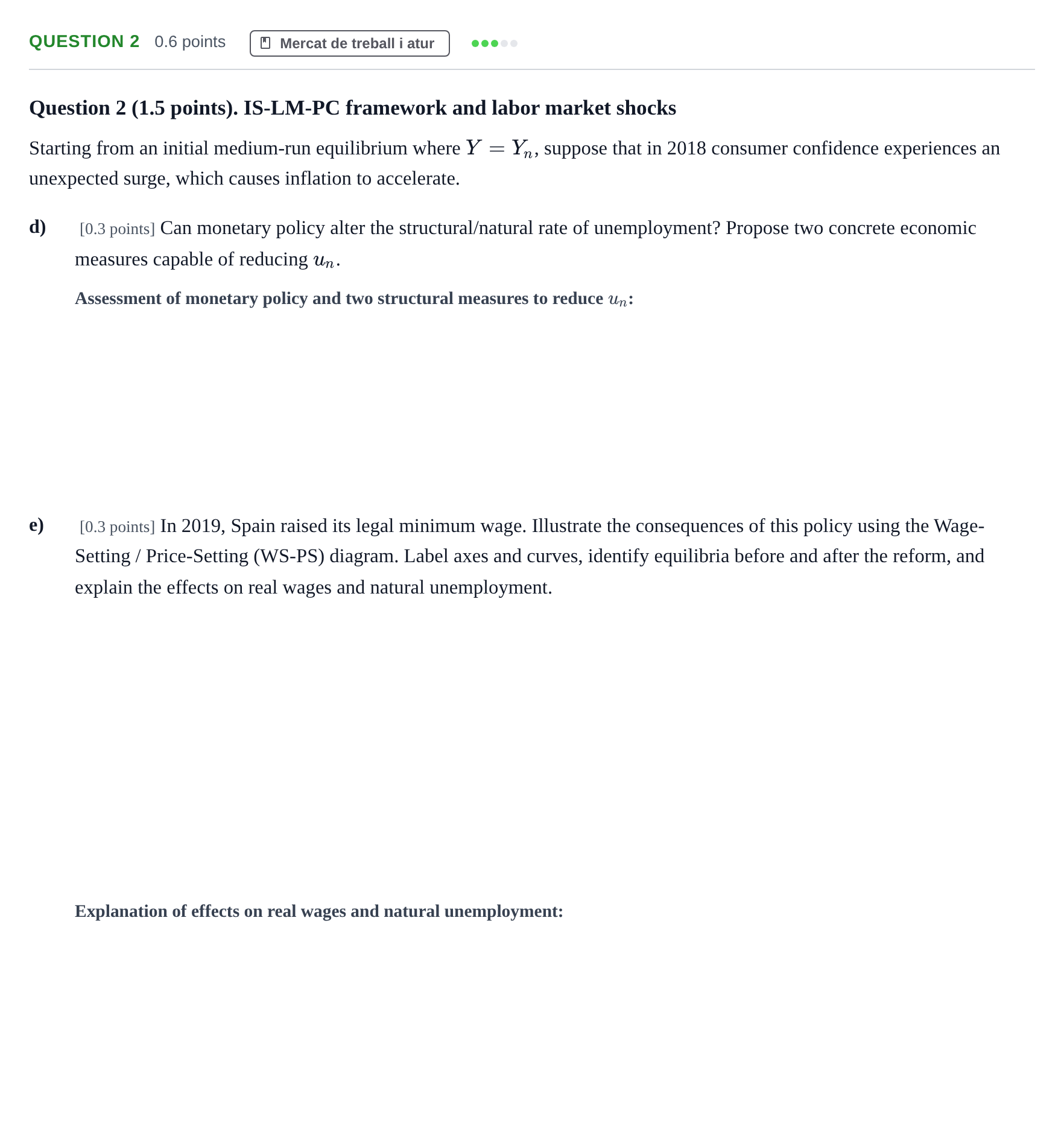 Enunciado: Question 2 - Mercat de treball i atur · Introducció a la Macroeconomia UPF 2019