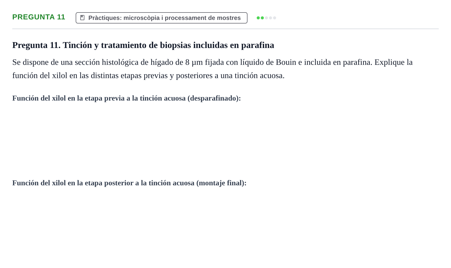 Enunciado: Pregunta 11 · Estructura y función celular UDL Examen Final de Estructura y Función Celular