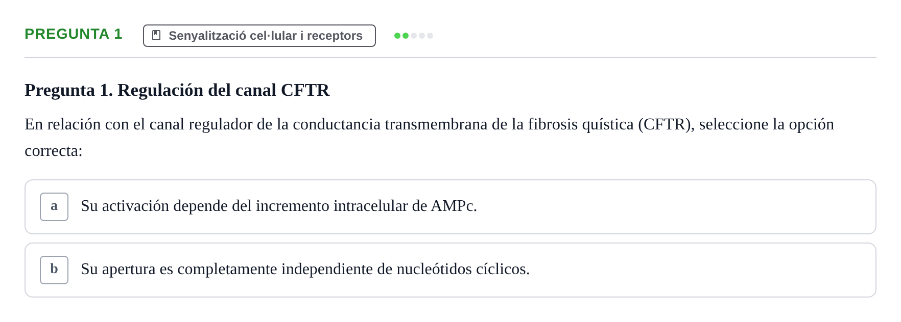Enunciado: Pregunta 1 · Estructura y función celular UDL Examen Final de Estructura y Función Celular