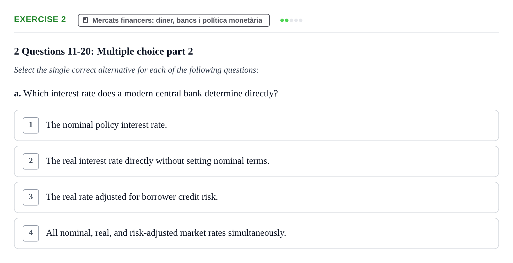 Enunciado: Ejercicio 2 - Mercats financers: diner, bancs i política mo… · Introducció a la Macroeconomia UPF 2024