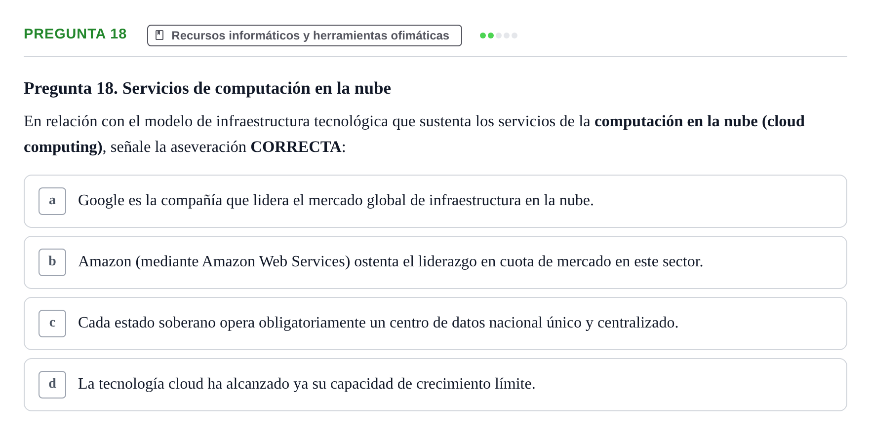 Enunciado: Pregunta 18 · Recursos Informáticos y Documentación UDL 2023