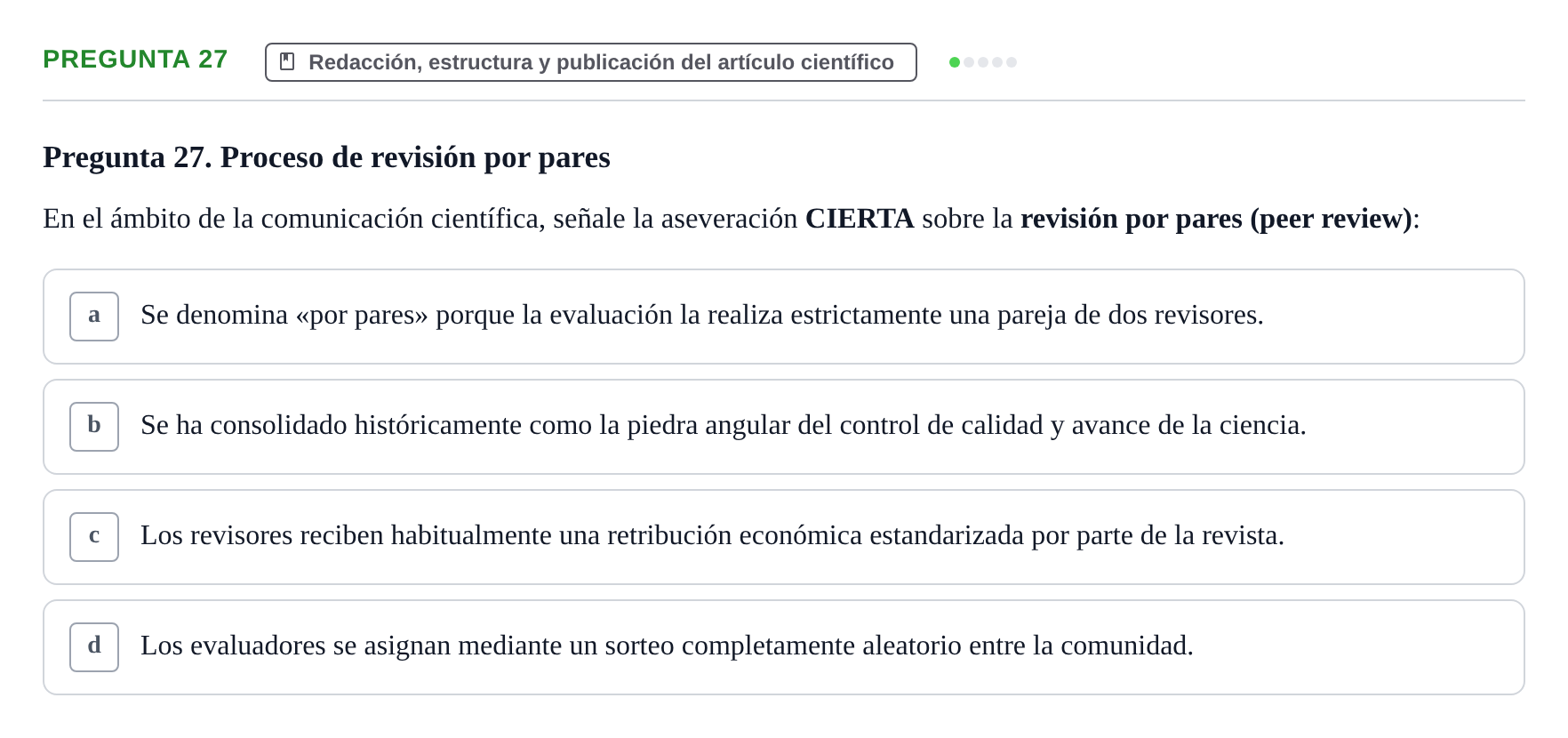 Enunciado: Pregunta 27 · Recursos Informáticos y Documentación UDL 2023
