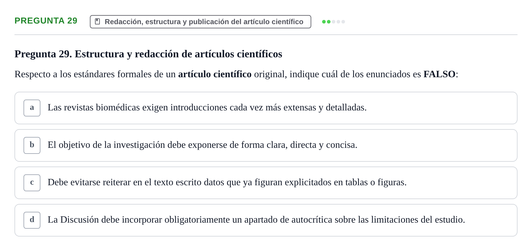 Enunciado: Pregunta 29 · Recursos Informáticos y Documentación UDL 2023