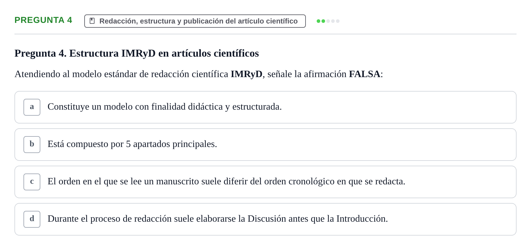 Enunciado: Pregunta 4 · Recursos Informáticos y Documentación UDL 2023