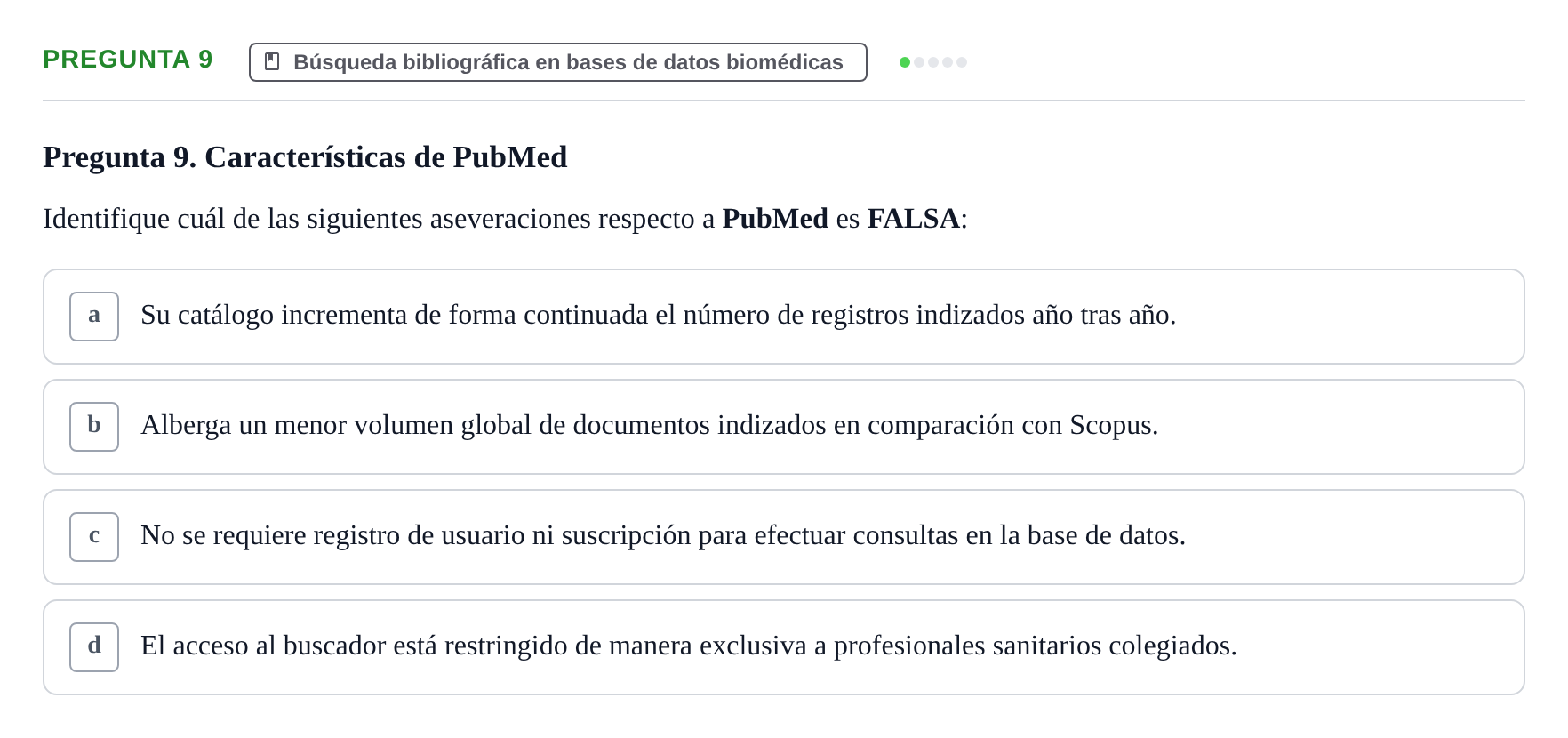 Enunciado: Pregunta 9 · Recursos Informáticos y Documentación UDL 2023