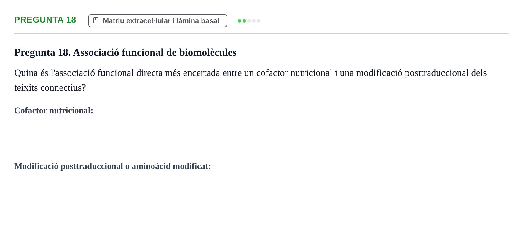 Enunciado: Pregunta 18 · Estructura y función celular UDL 2018