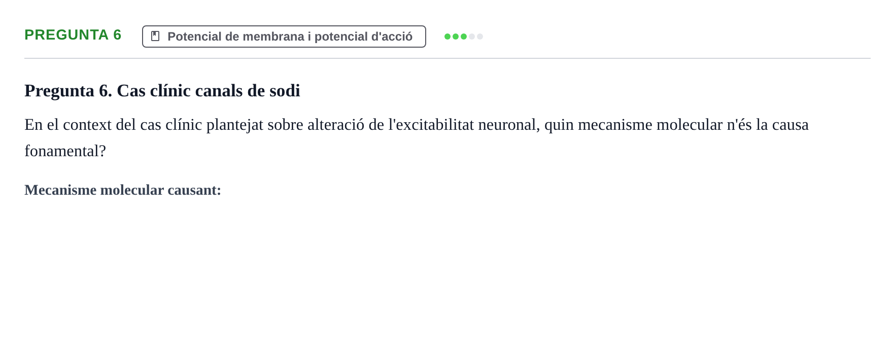 Enunciado: Pregunta 6 · Estructura y función celular UDL 2018