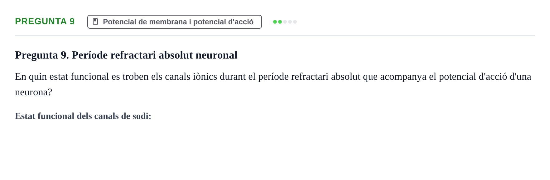 Enunciado: Pregunta 9 · Estructura y función celular UDL 2018