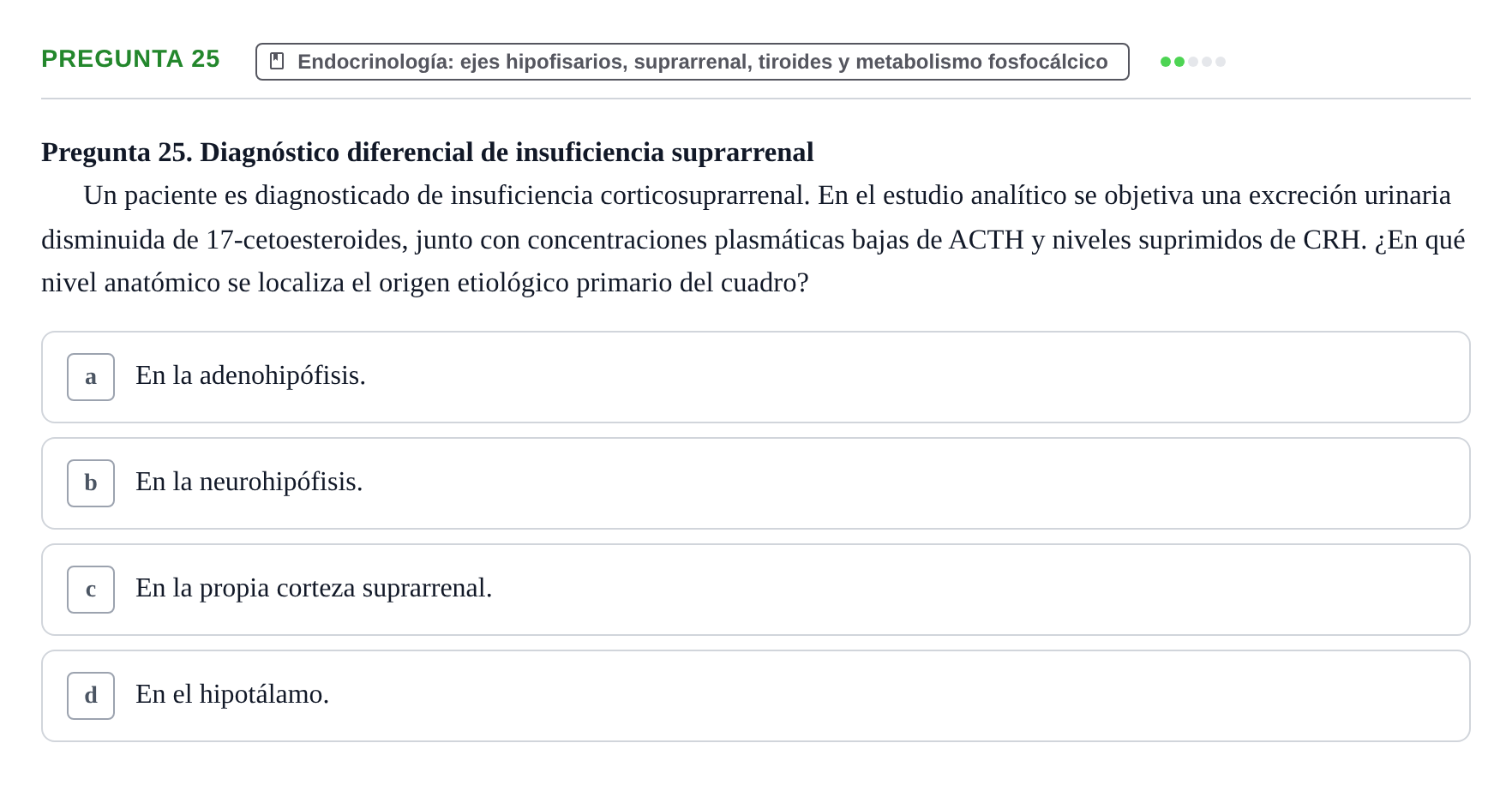 Enunciado: Pregunta 25 · Metabolismo-Endocrinología UDL 2014