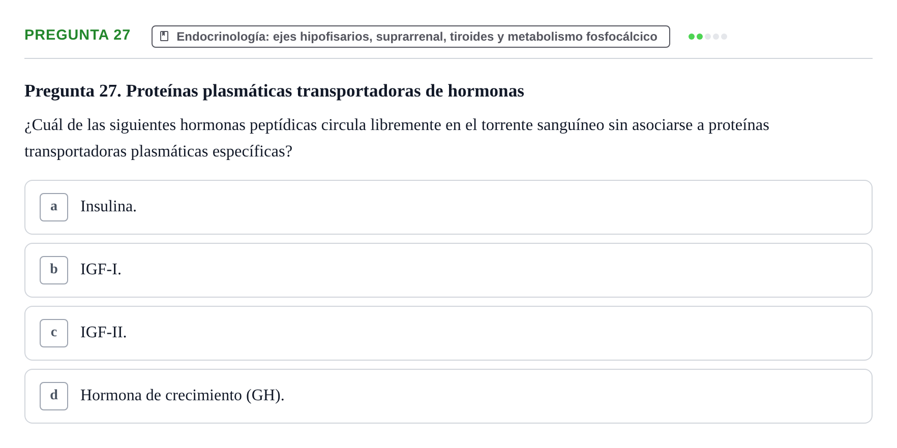 Enunciado: Pregunta 27 · Metabolismo-Endocrinología UDL 2014
