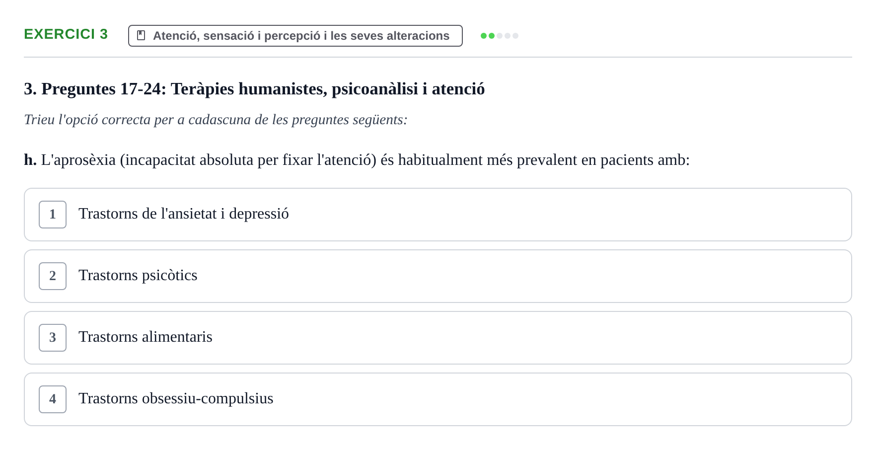 Enunciado: Ejercicio 3 - Atenció, sensació i percepció i les seves alt… · Ciencias Psicosociales URL Examen de Ciències Psicosocials: Temes 1, 2 i 3
