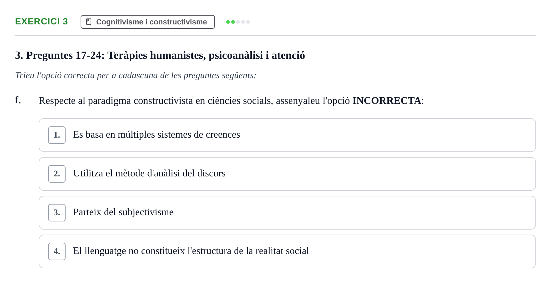 Enunciado: Ejercicio 3 - Cognitivisme i constructivisme · Ciencias Psicosociales URL Examen de Ciències Psicosocials: Temes 1, 2 i 3