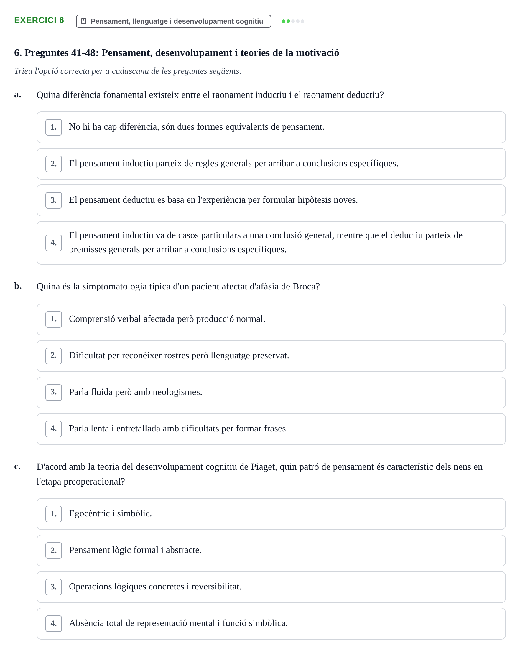 Enunciado: Ejercicio 6 - Pensament, llenguatge i desenvolupament cogni… · Ciencias Psicosociales URL Examen de Ciències Psicosocials: Temes 1, 2 i 3