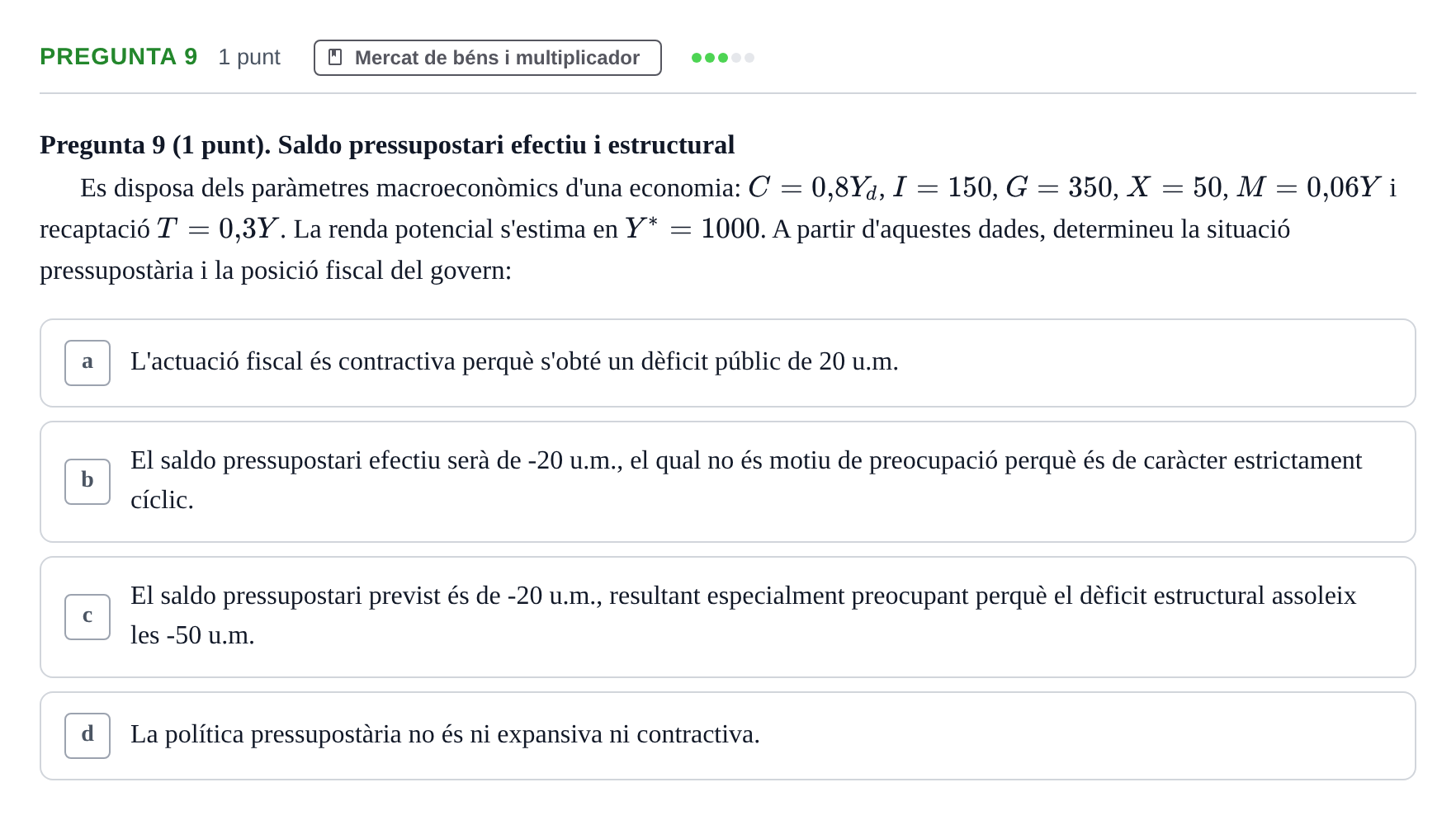Enunciado: Pregunta 9 · Introducció a la Macroeconomia UPF 2019
