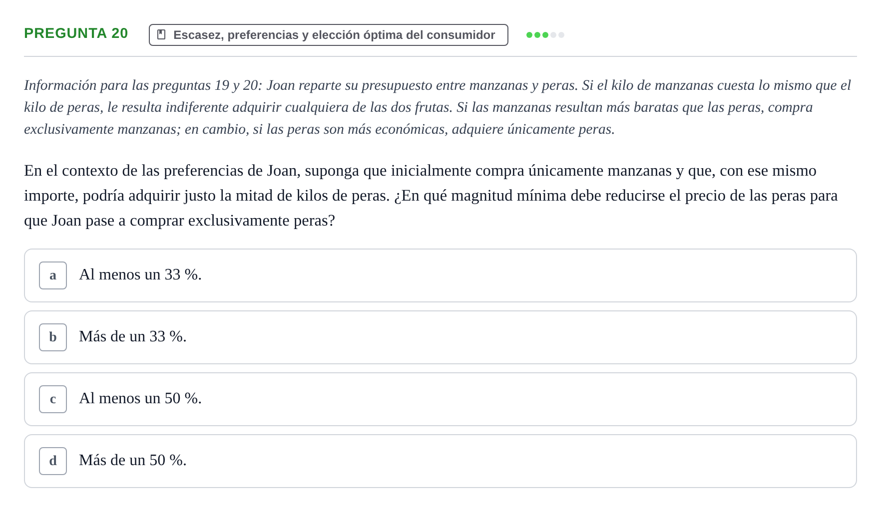 Enunciado: Pregunta 20 · Introducció a la Microeconomia UPF 2018