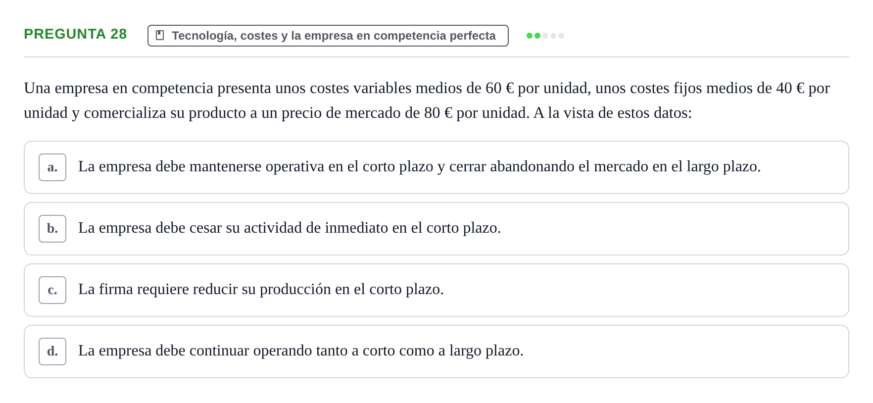 Enunciado: Pregunta 28 · Introducció a la Microeconomia UPF 2018