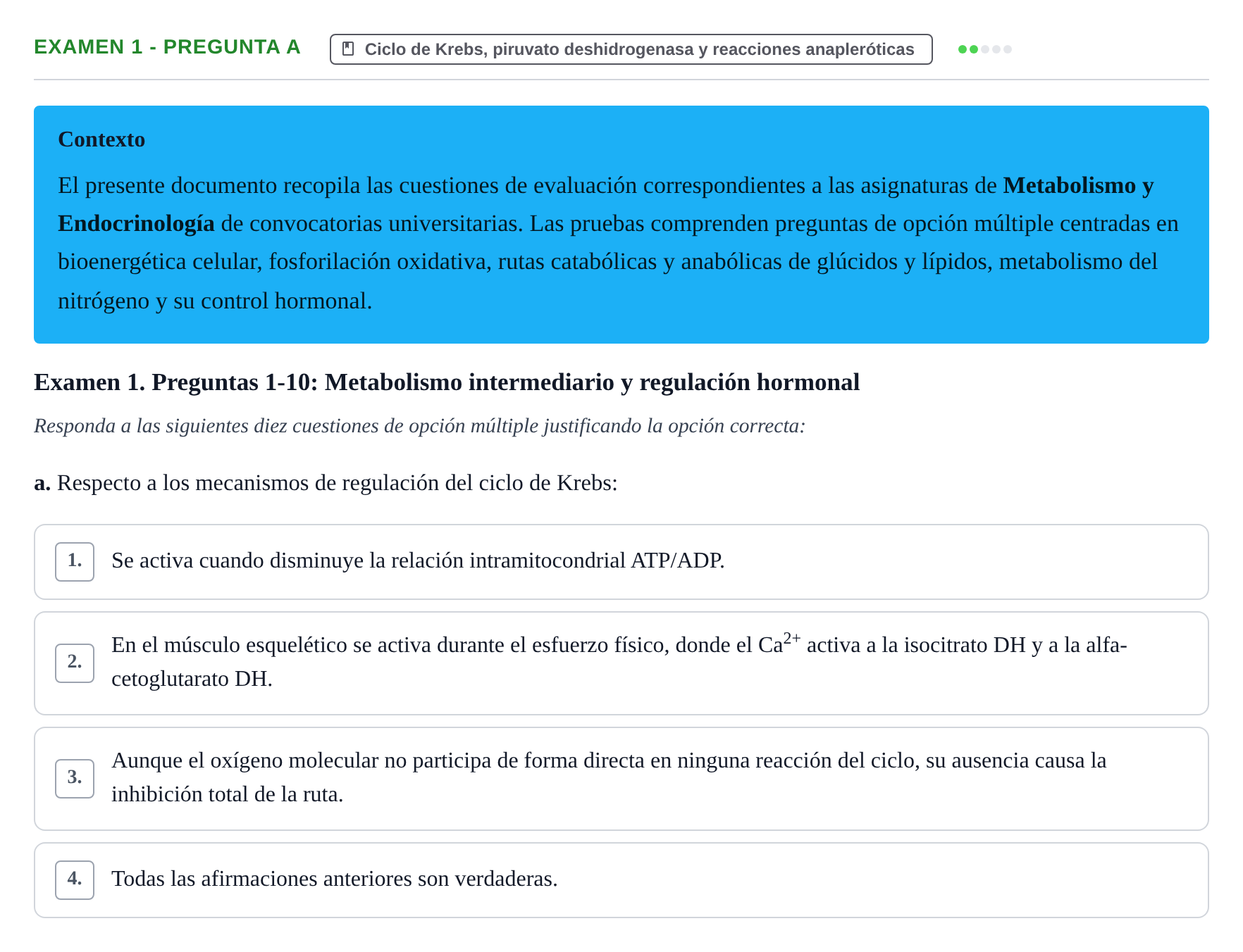 Enunciado: Ejercicio Examen 1 - Pregunta a · Metabolismo-Endocrinología UDL Recopilación de exámenes de Metabolismo y Endocrinología