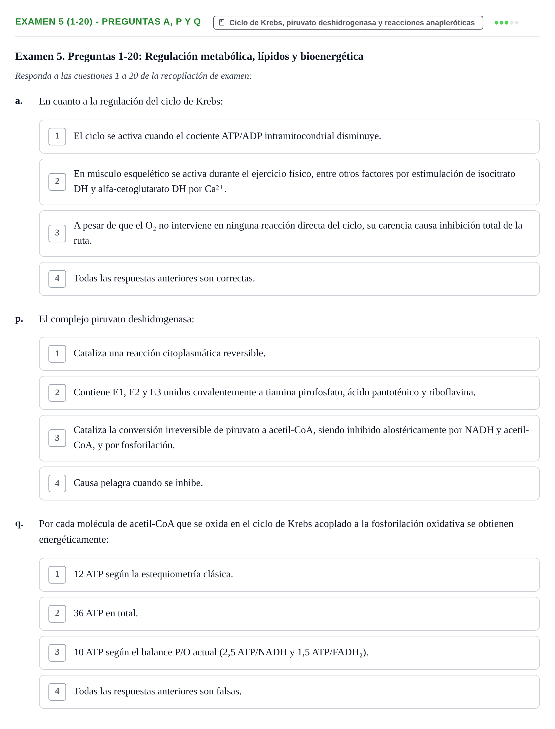 Enunciado: Ejercicio Examen 5 (1-20) - Preguntas a, p y q · Metabolismo-Endocrinología UDL Recopilación de exámenes de Metabolismo y Endocrinología