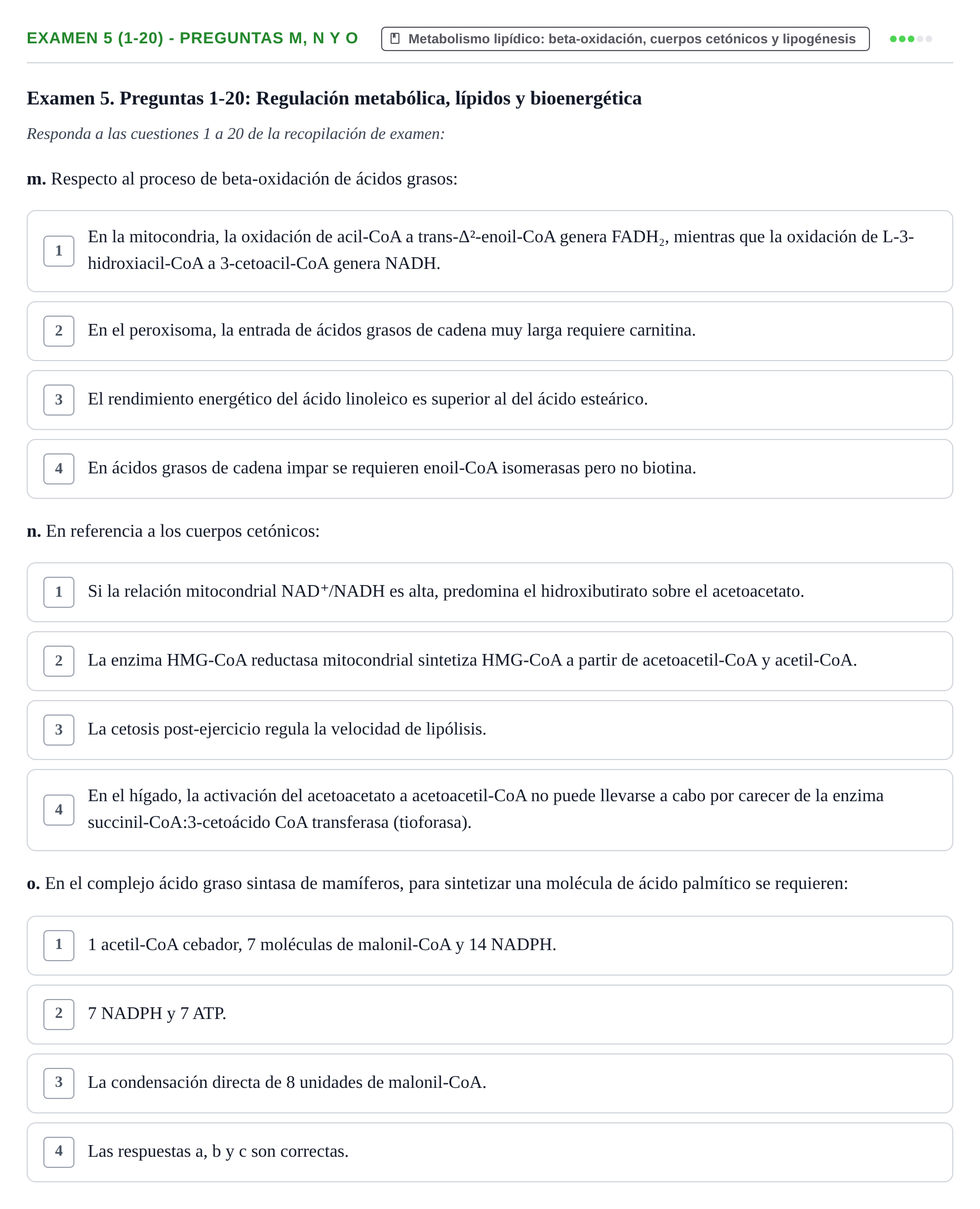 Enunciado: Ejercicio Examen 5 (1-20) - Preguntas m, n y o · Metabolismo-Endocrinología UDL Recopilación de exámenes de Metabolismo y Endocrinología