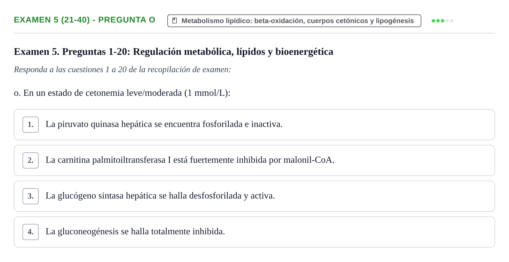 Enunciado: Ejercicio Examen 5 (21-40) - Pregunta o · Metabolismo-Endocrinología UDL Recopilación de exámenes de Metabolismo y Endocrinología