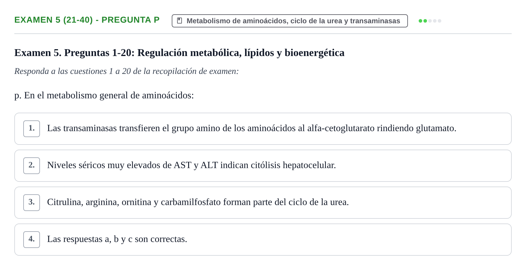 Enunciado: Ejercicio Examen 5 (21-40) - Pregunta p · Metabolismo-Endocrinología UDL Recopilación de exámenes de Metabolismo y Endocrinología