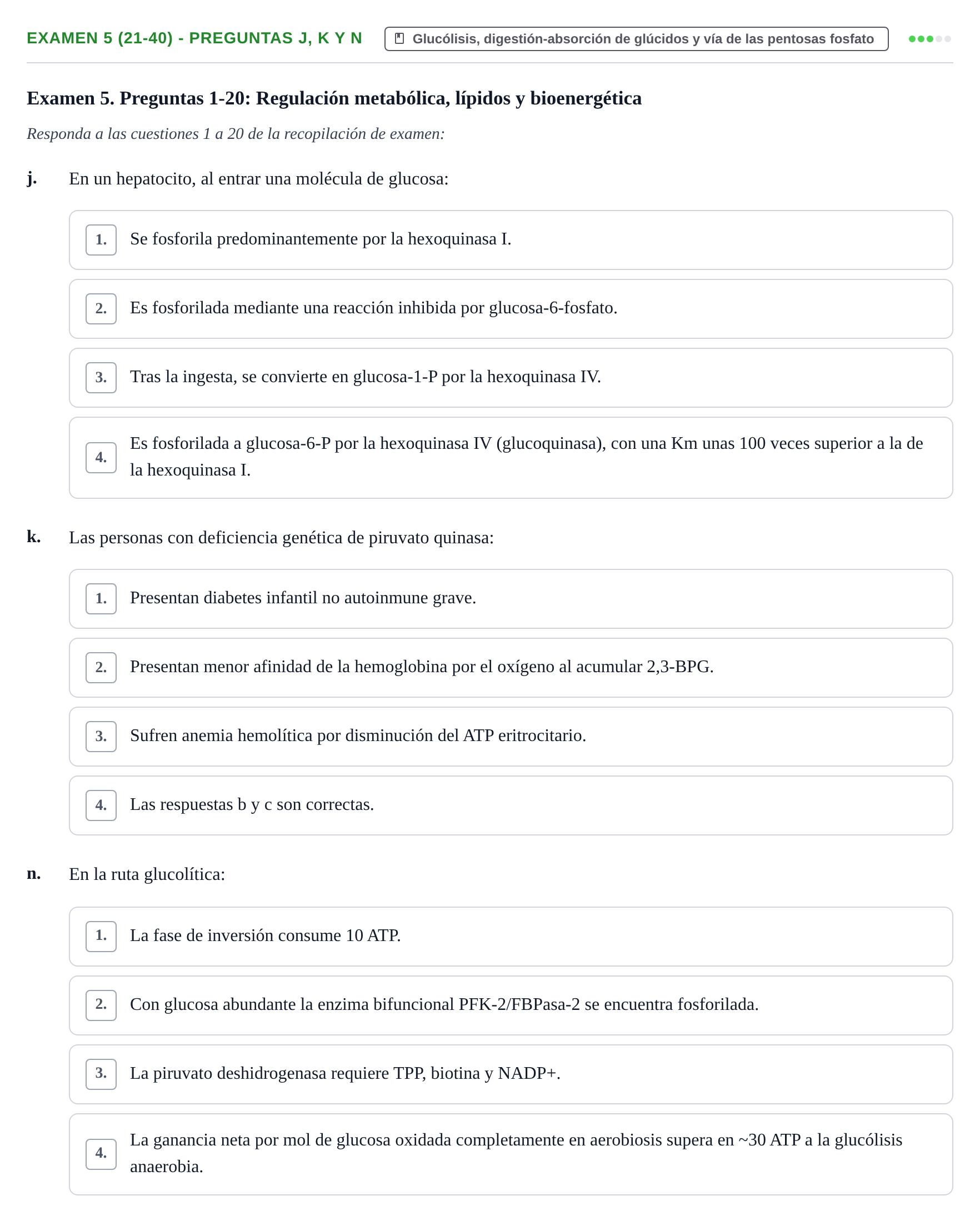 Enunciado: Ejercicio Examen 5 (21-40) - Preguntas j, k y n · Metabolismo-Endocrinología UDL Recopilación de exámenes de Metabolismo y Endocrinología