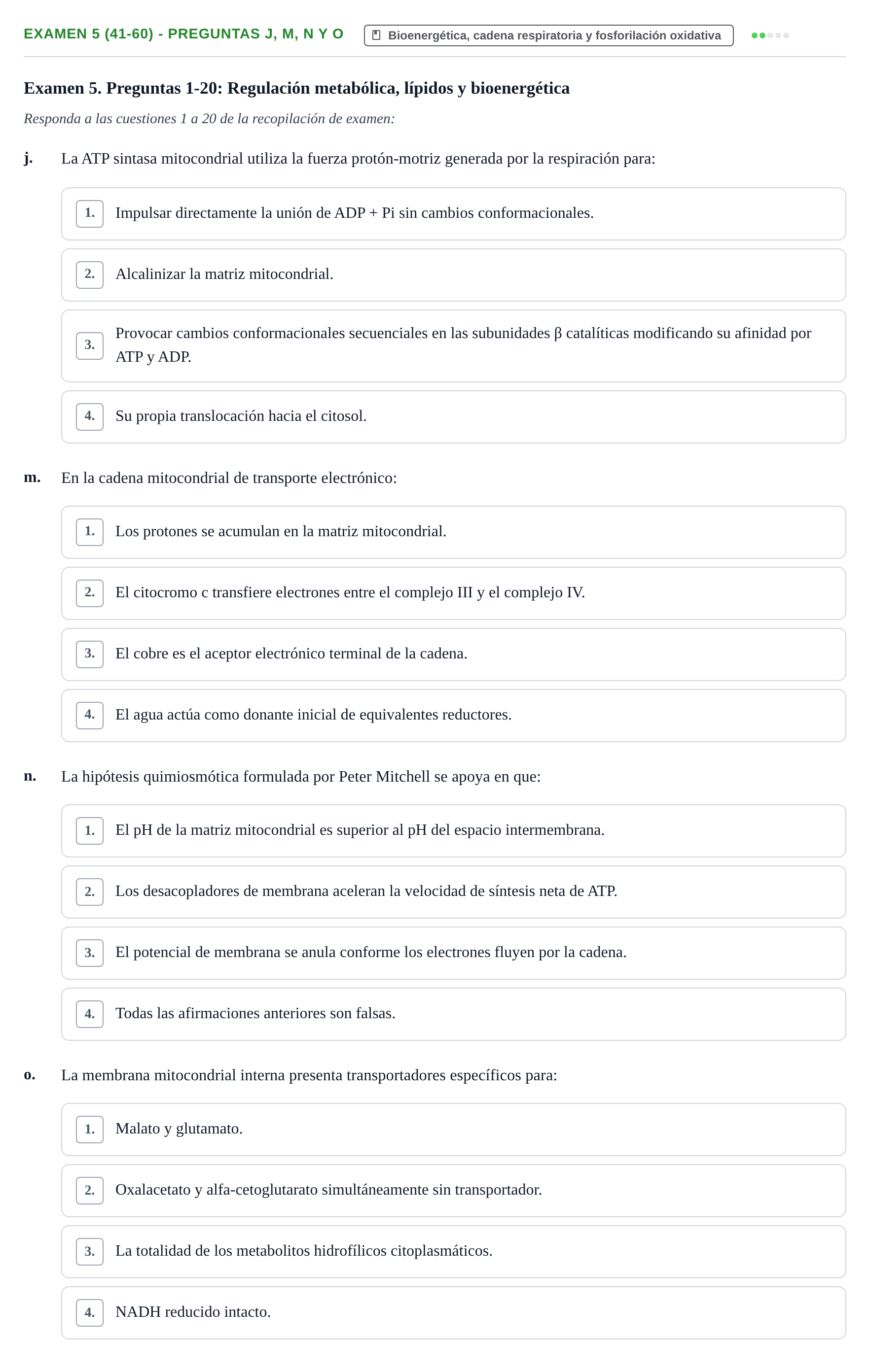 Enunciado: Ejercicio Examen 5 (41-60) - Preguntas j, m, n y o · Metabolismo-Endocrinología UDL Recopilación de exámenes de Metabolismo y Endocrinología